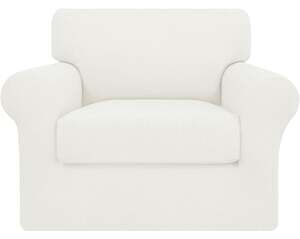Easy-Going High Stretch Waffle Textured Armchair Slipcover, Cream